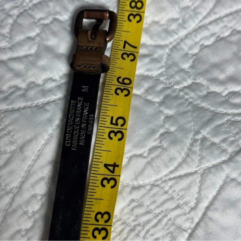 Ronald Pineau Paris Leather Studded Belt Brown Brass Made in France Size M